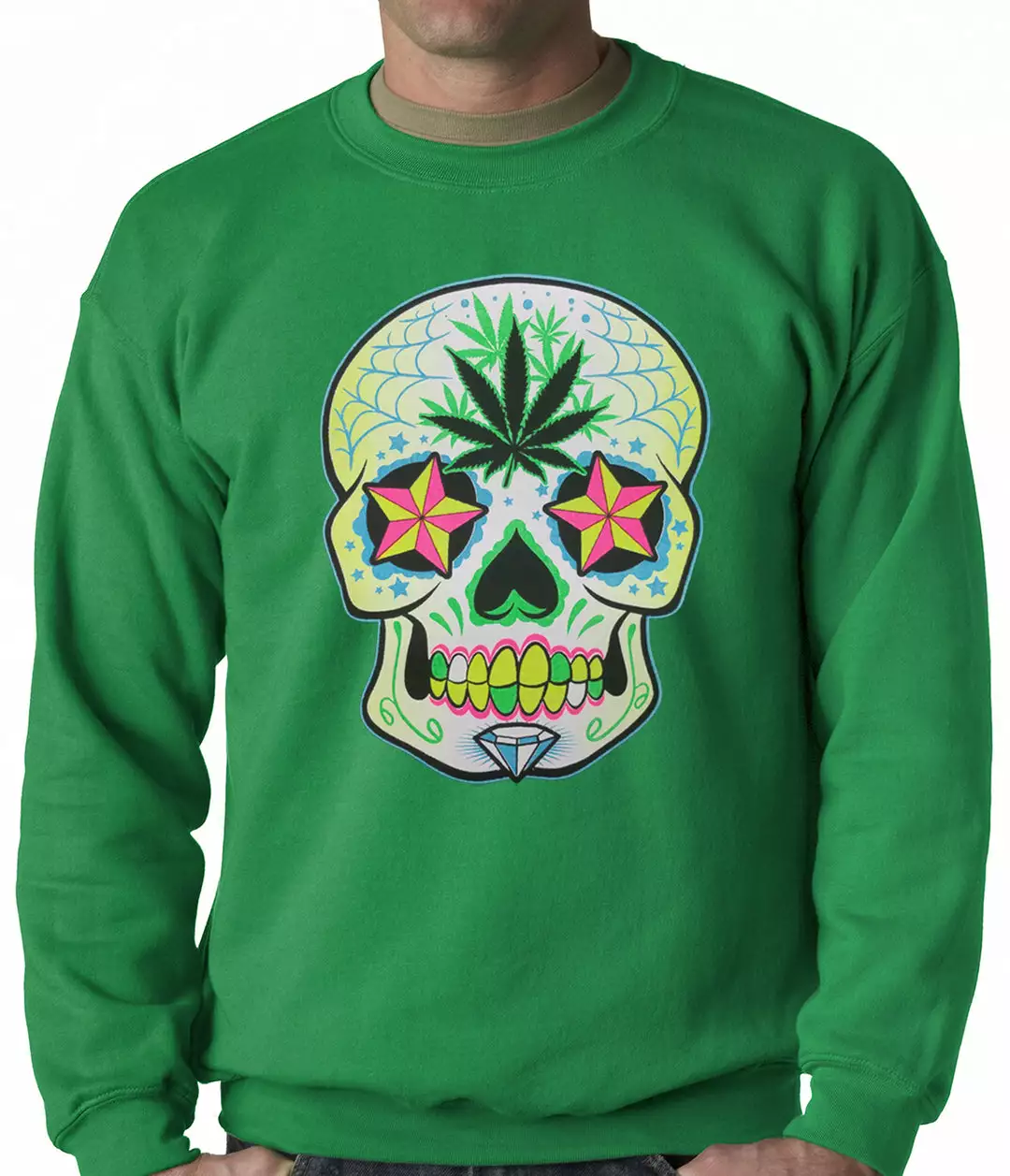 Bewild Pot Leaf Sugar Skull Crewneck 7 Bewild Pot Leaf Sugar Skull Crewneck