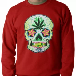 Bewild Pot Leaf Sugar Skull Crewneck 16 Bewild Pot Leaf Sugar Skull Crewneck