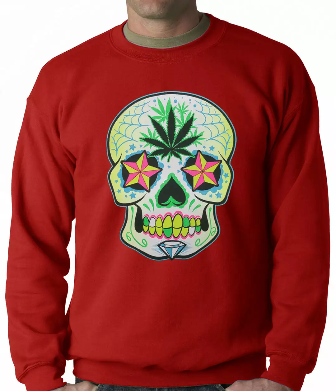 Bewild Pot Leaf Sugar Skull Crewneck 9 Bewild Pot Leaf Sugar Skull Crewneck