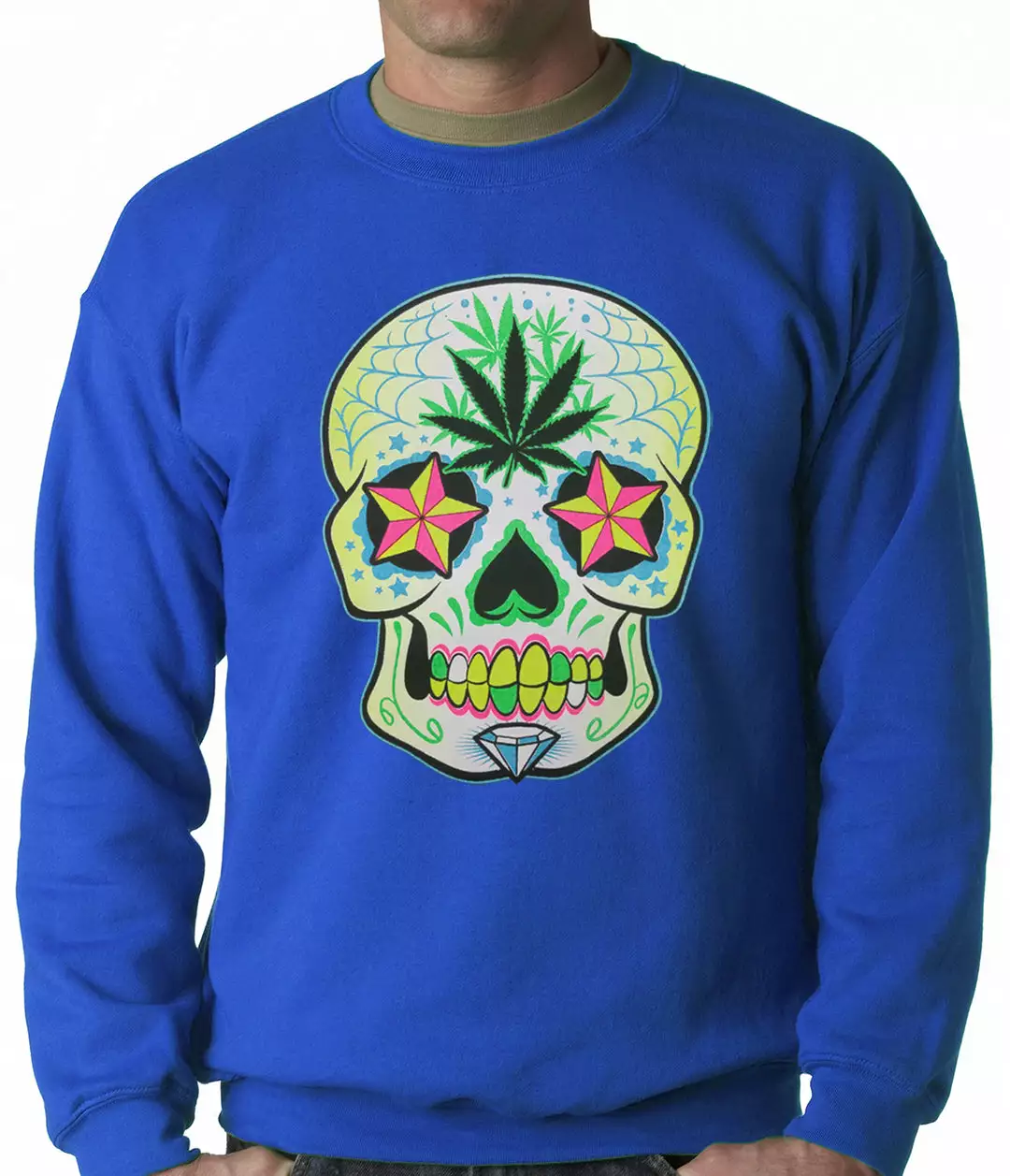Bewild Pot Leaf Sugar Skull Crewneck 10 Bewild Pot Leaf Sugar Skull Crewneck