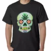 Bewild Cool Funny & Offensive Pot Leaf Sugar Skull Mens T-shirt