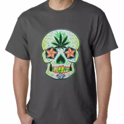 Bewild Cool Funny & Offensive Pot Leaf Sugar Skull Mens T-shirt