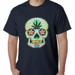 Bewild Cool Funny & Offensive Pot Leaf Sugar Skull Mens T-shirt