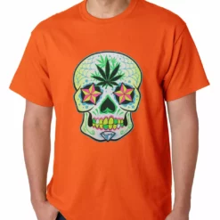 Bewild Cool Funny & Offensive Pot Leaf Sugar Skull Mens T-shirt