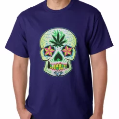 Bewild Cool Funny & Offensive Pot Leaf Sugar Skull Mens T-shirt