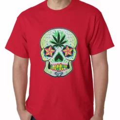 Bewild Cool Funny & Offensive Pot Leaf Sugar Skull Mens T-shirt