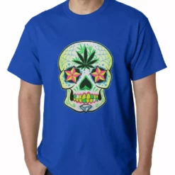 Bewild Cool Funny & Offensive Pot Leaf Sugar Skull Mens T-shirt