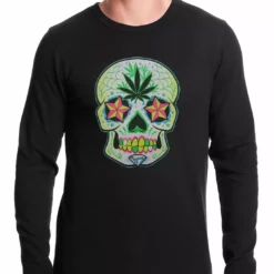 Bewild Pot Leaf Sugar Skull Thermal Shirt
