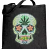 Bewild Cool Funny & Offensive Pot Leaf Sugar Skull Tote Bag