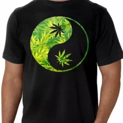 Bewild Cool Funny & Offensive Pot Leaf Ying Yang Men's T-Shirt