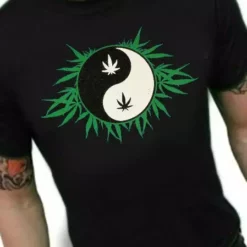 Bewild Pothead & Stoner Tees - 420 Pot Leaf Yin Yang T-Shirt