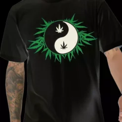 Bewild Pothead & Stoner Tees - 420 Pot Leaf Yin Yang T-Shirt