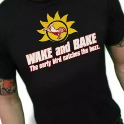 Bewild Cool Funny & Offensive Pothead & Stoner Tees - Wake & Bake T-Shirt