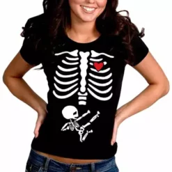 Bewild Pregnant Ninja Skeleton Girl's T-Shirt