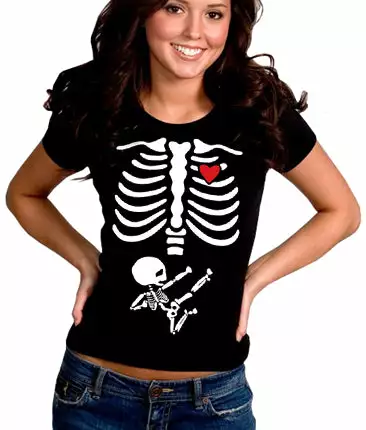 Bewild Pregnant Ninja Skeleton Girl's T-Shirt 3 Bewild Pregnant Ninja Skeleton Girl's T-Shirt