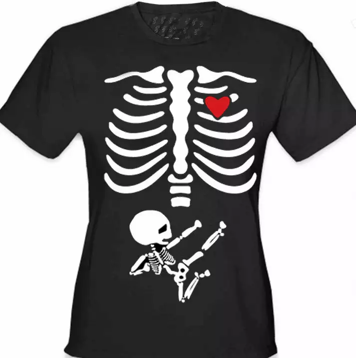 Bewild Pregnant Ninja Skeleton Girl's T-Shirt 4 Bewild Pregnant Ninja Skeleton Girl's T-Shirt