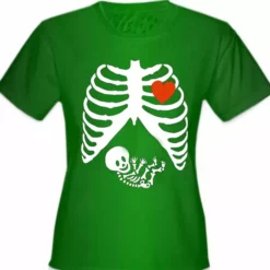 Bewild Halloween Prints Pregnant Skeleton Women's T- Shirt