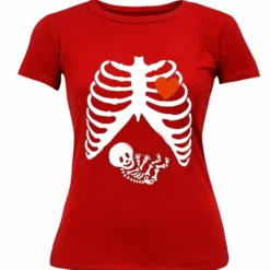 Bewild Halloween Prints Pregnant Skeleton Women's T- Shirt