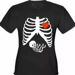 Bewild Halloween Prints Pregnant Skeleton Women's T- Shirt