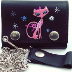 Bewild Pretty Pink Kitty Genuine Leather Chain Wallet Wallets & Chains