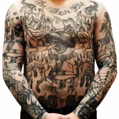 Bewild Illusion Tattoos Men's Full Body Tattoo Shirt - Prison Ink Full Body Tattoo Shirt