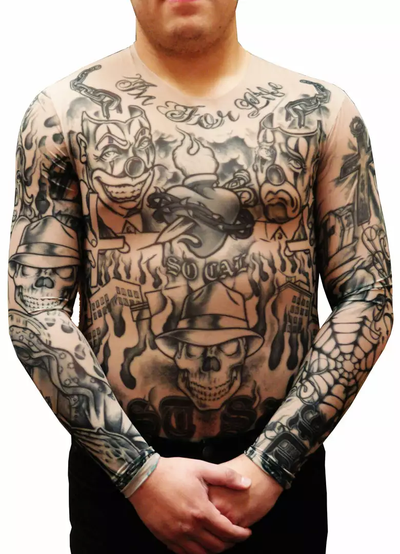 Bewild Illusion Tattoos Men's Full Body Tattoo Shirt - Prison Ink Full Body Tattoo Shirt 3 Bewild Illusion Tattoos Men's Full Body Tattoo Shirt - Prison Ink Full Body Tattoo Shirt