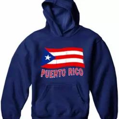 Bewild Puerto Rico Vintage Waving Flag Adult Hoodie