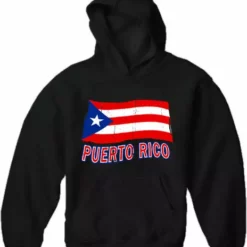 Bewild Puerto Rico Vintage Waving Flag Adult Hoodie