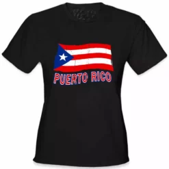 Bewild Puerto Rico Vintage Waving Flag Girl's T-Shirt Nationality & Ethnic