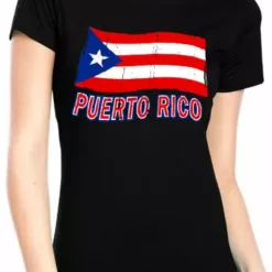 Bewild Puerto Rico Vintage Waving Flag Girl's T-Shirt Nationality & Ethnic
