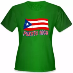 Bewild Puerto Rico Vintage Waving Flag Girl's T-Shirt Nationality & Ethnic