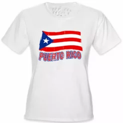 Bewild Puerto Rico Vintage Waving Flag Girl's T-Shirt Nationality & Ethnic
