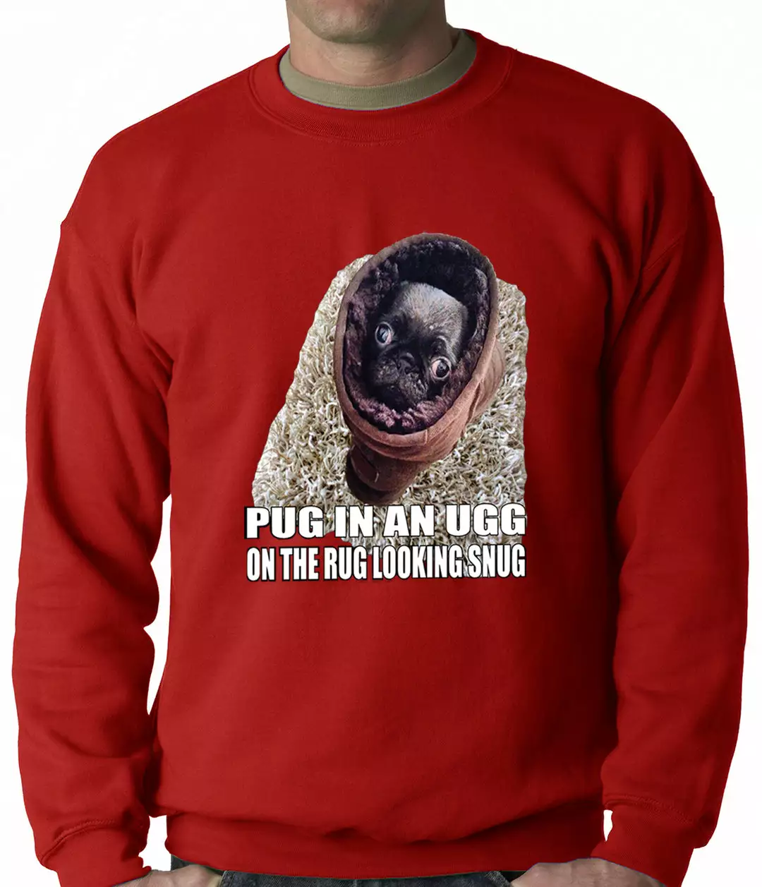 Bewild Pug In An Ugg On A Rug Looking Snug Adult Crewneck Cool Funny & Offensive 9 Bewild Pug In An Ugg On A Rug Looking Snug Adult Crewneck Cool Funny & Offensive