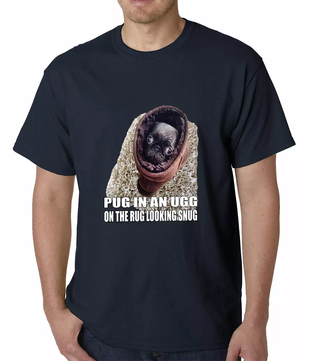 Bewild Pug In An Ugg On A Rug Looking Snug Mens T-shirt Cool Funny & Offensive 10 Bewild Pug In An Ugg On A Rug Looking Snug Mens T-shirt Cool Funny & Offensive