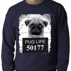 Bewild Mug Shot Pug Life Funny Adult Crewneck Cool Funny & Offensive