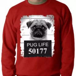 Bewild Mug Shot Pug Life Funny Adult Crewneck Cool Funny & Offensive