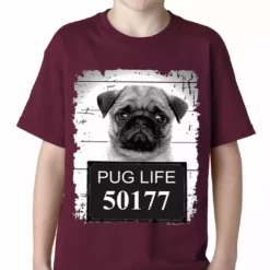 Bewild Cool Funny & Offensive Mug Shot Pug Life Funny Kids T-shirt