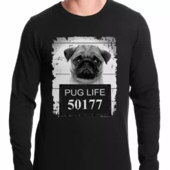 Bewild Cool Funny & Offensive Mug Shot Pug Life Funny Thermal Shirt