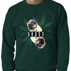 Bewild Pugs And Drugs Pot Leaf Adult Crewneck 14 Bewild Pugs And Drugs Pot Leaf Adult Crewneck