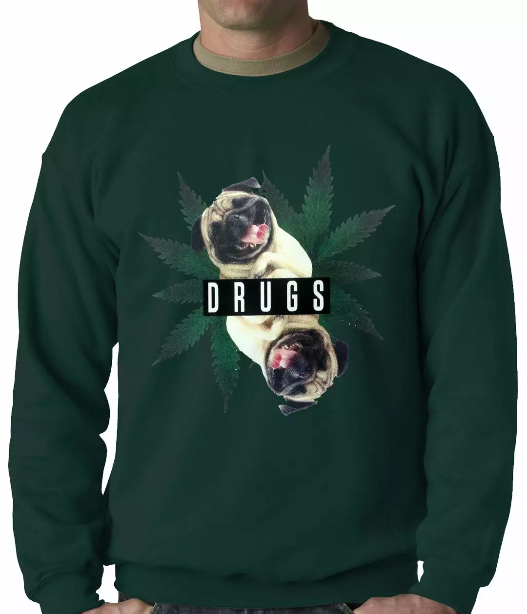 Bewild Pugs And Drugs Pot Leaf Adult Crewneck 5 Bewild Pugs And Drugs Pot Leaf Adult Crewneck