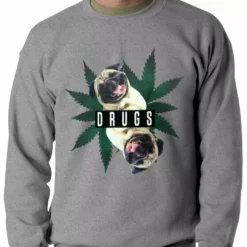 Bewild Pugs And Drugs Pot Leaf Adult Crewneck 15 Bewild Pugs And Drugs Pot Leaf Adult Crewneck