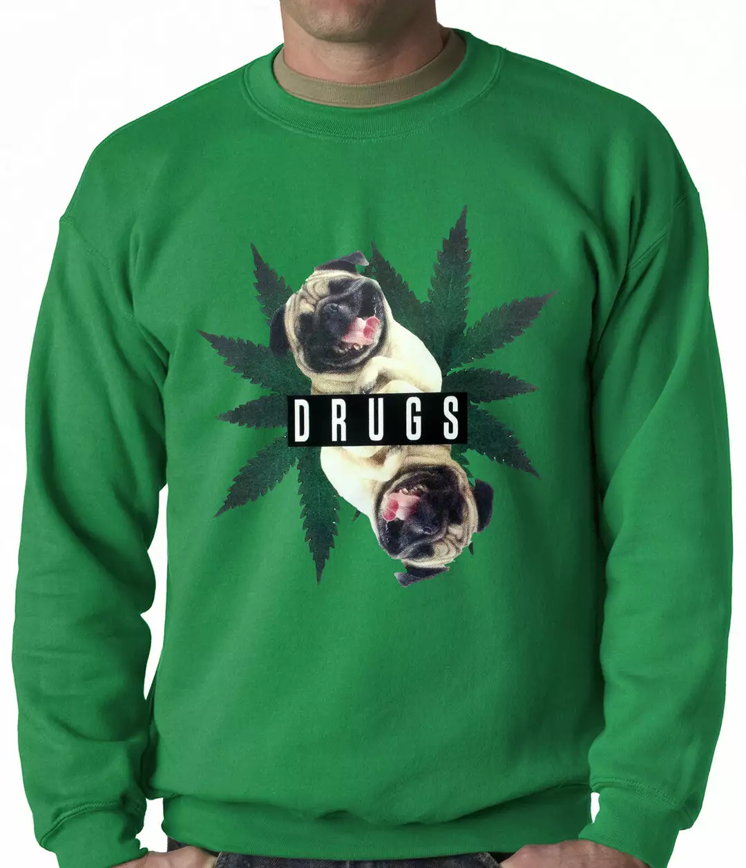 Bewild Pugs And Drugs Pot Leaf Adult Crewneck 7 Bewild Pugs And Drugs Pot Leaf Adult Crewneck