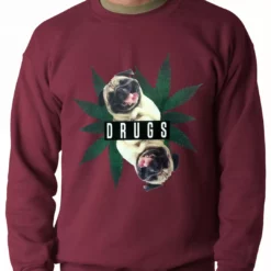Bewild Pugs And Drugs Pot Leaf Adult Crewneck 17 Bewild Pugs And Drugs Pot Leaf Adult Crewneck