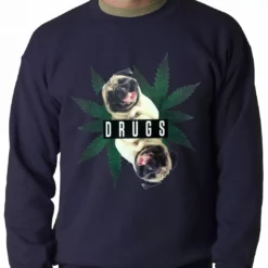 Bewild Pugs And Drugs Pot Leaf Adult Crewneck 18 Bewild Pugs And Drugs Pot Leaf Adult Crewneck