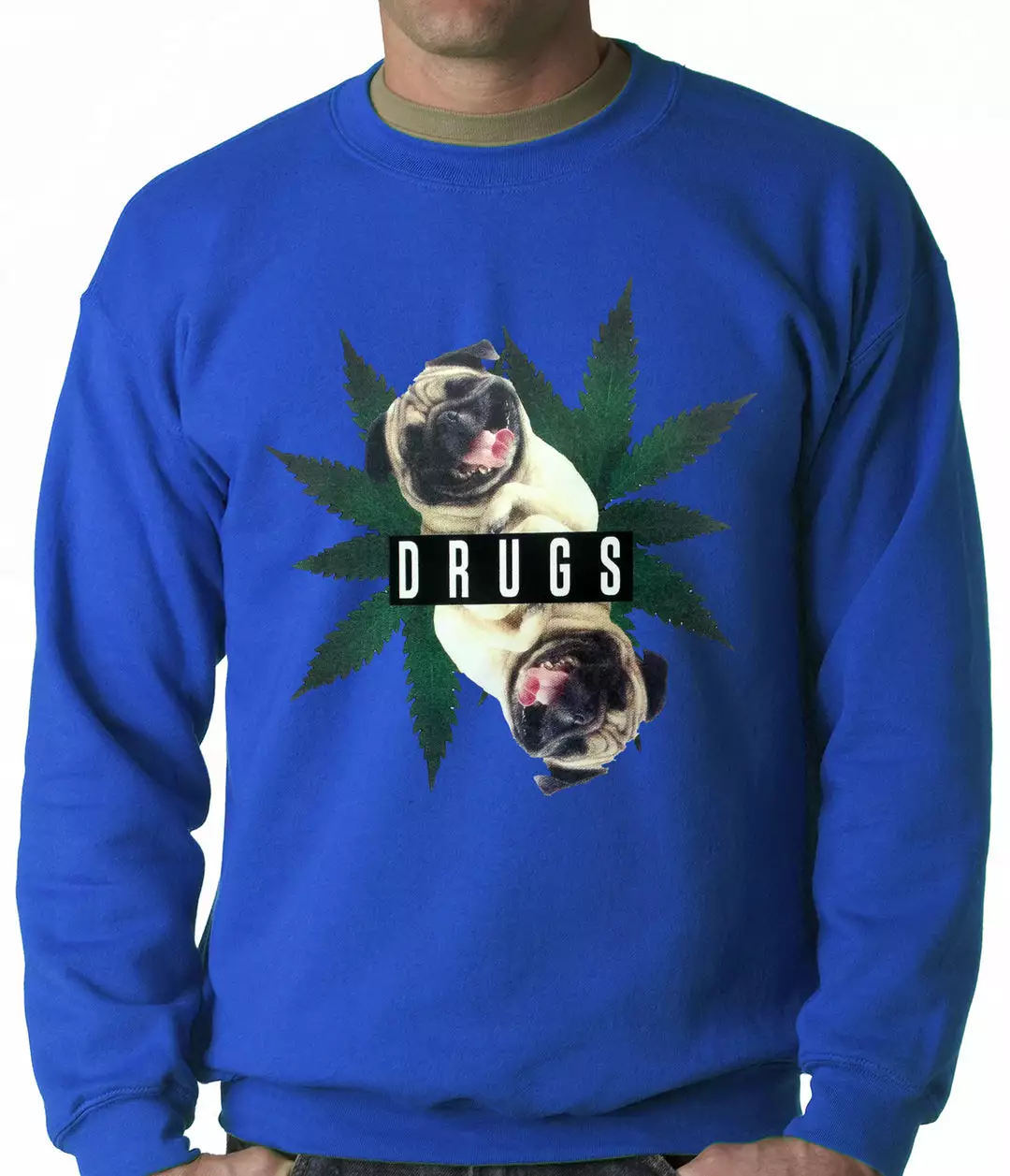 Bewild Pugs And Drugs Pot Leaf Adult Crewneck 11 Bewild Pugs And Drugs Pot Leaf Adult Crewneck