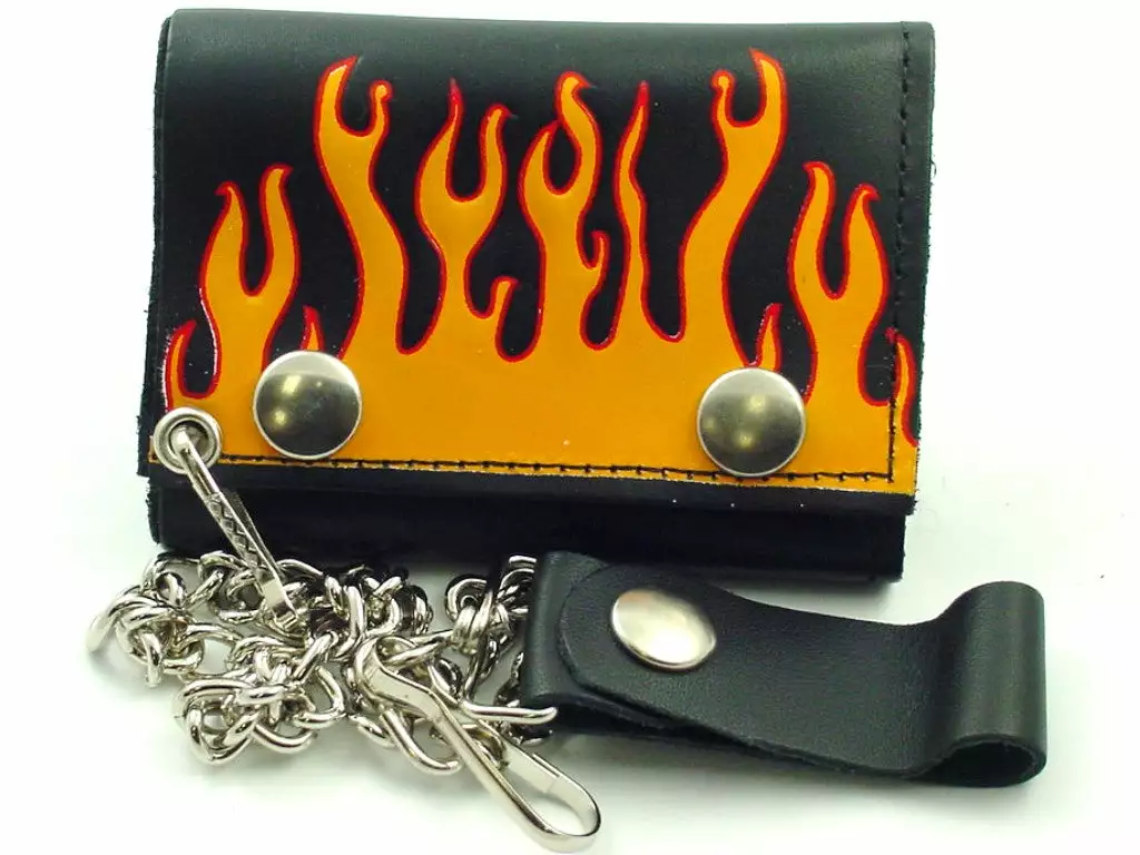 Bewild Raging Flames Genuine Leather Chain Wallet 3 Bewild Raging Flames Genuine Leather Chain Wallet