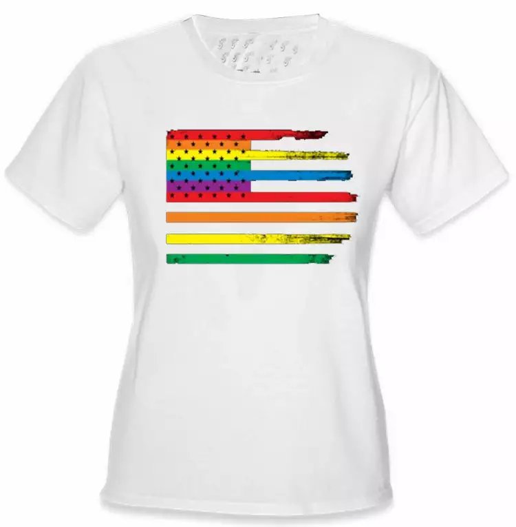 Bewild Rainbow Pride American Vintage Flag Girl's T-Shirt 4 Bewild Rainbow Pride American Vintage Flag Girl's T-Shirt
