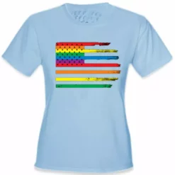 Bewild Rainbow Pride American Vintage Flag Girl's T-Shirt 14 Bewild Rainbow Pride American Vintage Flag Girl's T-Shirt