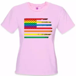Bewild Rainbow Pride American Vintage Flag Girl's T-Shirt 15 Bewild Rainbow Pride American Vintage Flag Girl's T-Shirt