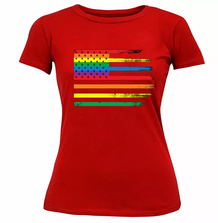 Bewild Rainbow Pride American Vintage Flag Girl's T-Shirt 7 Bewild Rainbow Pride American Vintage Flag Girl's T-Shirt